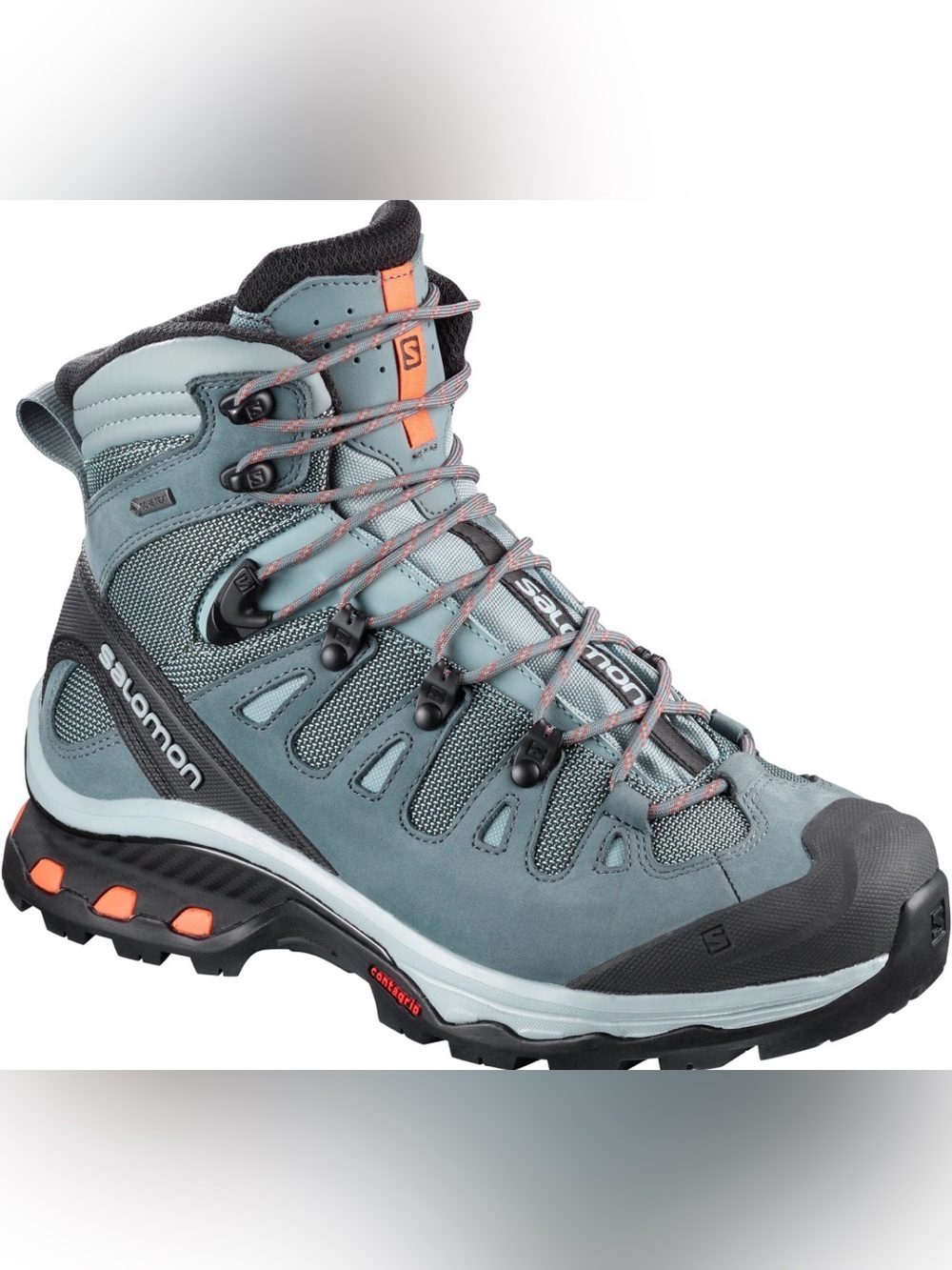 Salomon Quest 4D 3 Gortex Women's Teal Lace-Up Hiking Boot with Orange Accents
